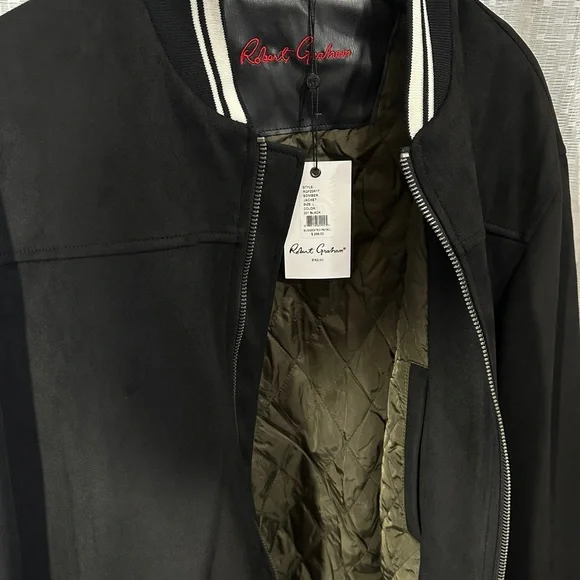Robert Graham Faux Suede Men's Black Bomber Jacket RGF22R17